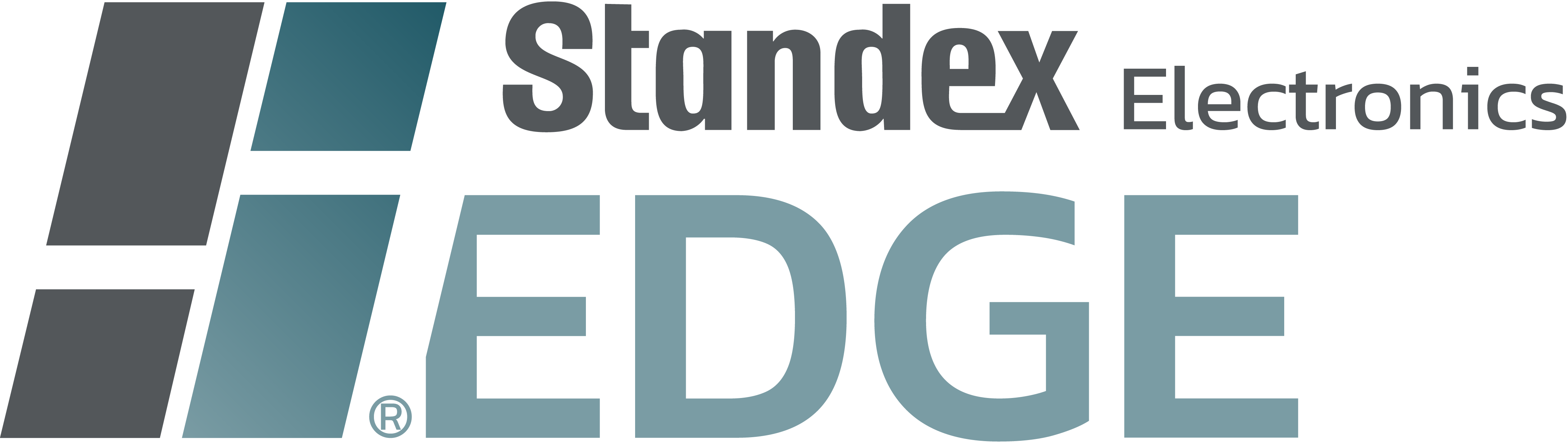 Featuring three blue and gray parallelograms on the left and the words Standex Electronics EDGE in bold gray and blue letters to the right, this design reflects expertise in power magnetics and high frequency transformer technology. by Standex Edge