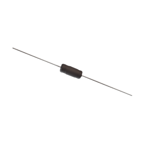 A cylindrical electronic resistor with a black body and two straight metal leads extends from each end, isolated on a white background—commonly used in power magnetics applications. by Standex Edge