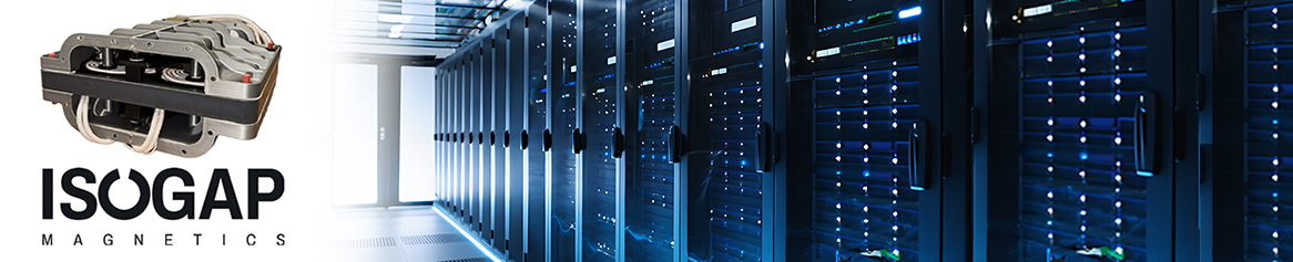 ISOGAP Magnetics logo next to an industrial electromagnetic component and a row of server racks, presented at the IEEE Energy Conversion Conference and Expo 2026. by Standex Edge