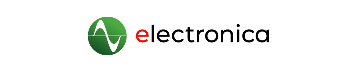 A green circle containing a white wave graphic precedes the word electronica in black lowercase letters with a red e, the logo for the IEEE Energy Conversion Conference and Expo 2026. by Standex Edge